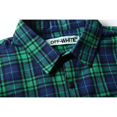 Рубашка OFF WHITE Small Checkered Cross Arrows "Green" фото № 5
