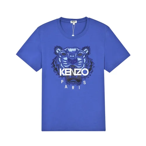 Футболка Kenzo White Embroidery Brand "Blue"