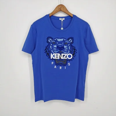 Футболка Kenzo White Embroidery Brand "Blue" фото № 2
