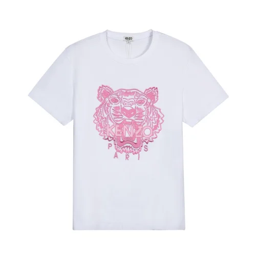 Футболка Kenzo Pink Embroidery Brand "White"