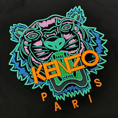 Футболка Kenzo Orange Embroidery Brand Paris "Black" фото № 6