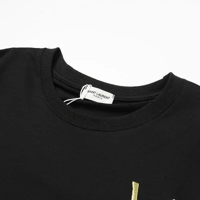 Футболка YSL Embroidery Logo "Black" фото № 5