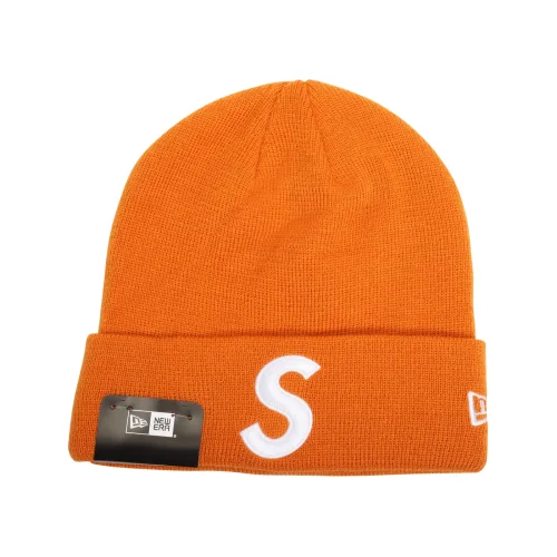 Зимняя шапка Supreme New Era S Logo "Orange"