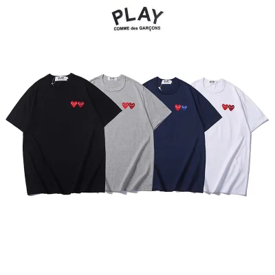 Футболка Comme des Garcons Play Small Two Hearts "White" фото № 6