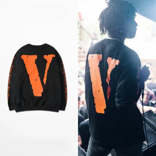 Свитшот VLONE "";Black/Orange/V off"";