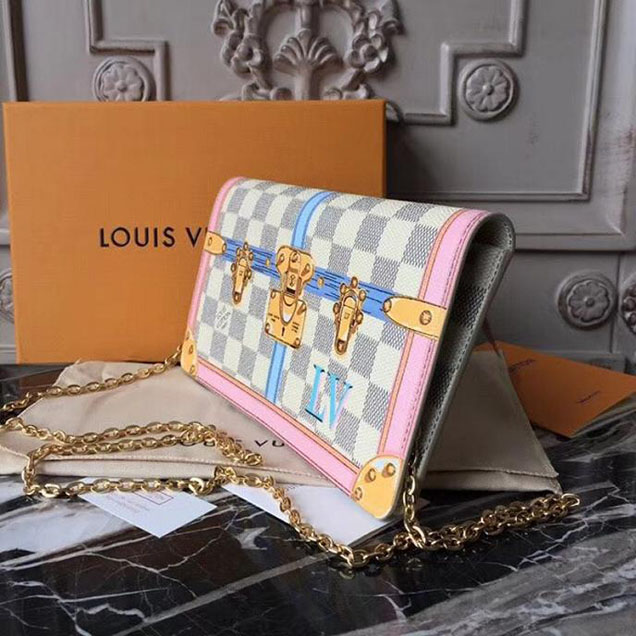 Клатч Louis Vuitton Damier Azur Canvas Pochette Weekend N60108 "White" фото № 3