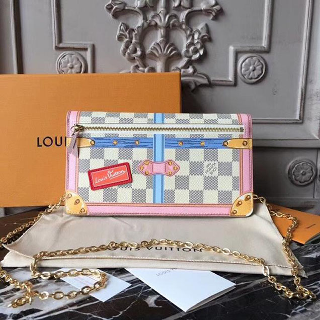 Клатч Louis Vuitton Damier Azur Canvas Pochette Weekend N60108 "White" фото № 4