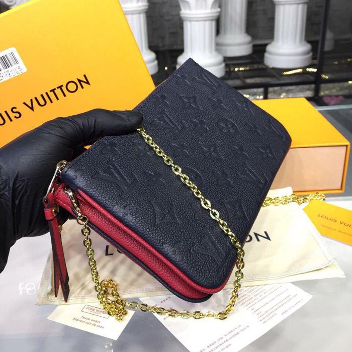 Сумка Louis Vuitton Pochette Double Zip M63916 Monogram Empreinte Leather Red "Navy Blue" фото № 3