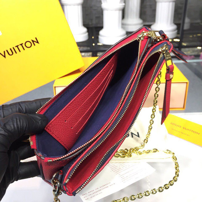 Сумка Louis Vuitton Pochette Double Zip M63916 Monogram Empreinte Leather Red "Navy Blue" фото № 9