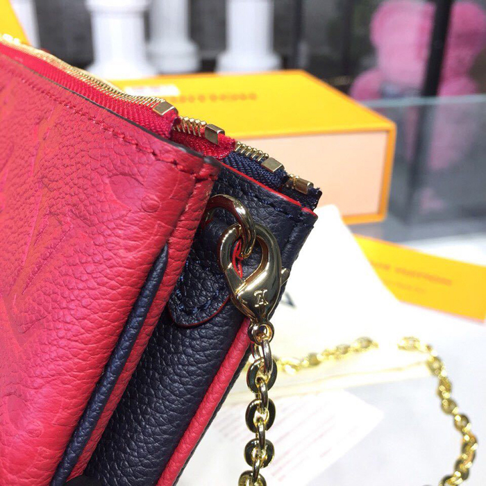 Сумка Louis Vuitton Pochette Double Zip M63916 Monogram Empreinte Leather Red "Navy Blue" фото № 7