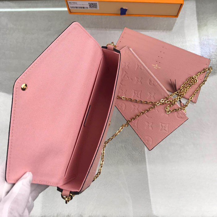 Сумка Louis Vuitton Pochette Felicie M67856 Monogram Empreinte Leather Rose Poudre "Pink" фото № 8