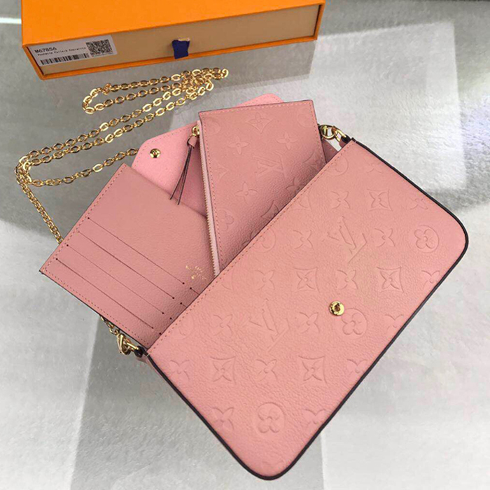 Сумка Louis Vuitton Pochette Felicie M67856 Monogram Empreinte Leather Rose Poudre "Pink" фото № 7