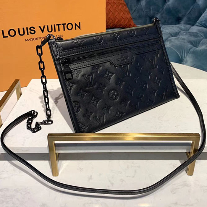 Сумка Louis Vuitton Double Flat Messenger M44635 Monogram Shadow Leather "Black" фото № 4