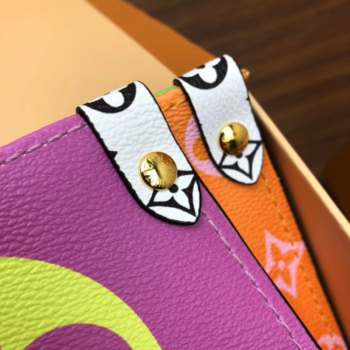 Сумка Louis Vuitton Onthego M44570 Monogram Coated Canvas Pink Lilac Orange "Green" фото № 4