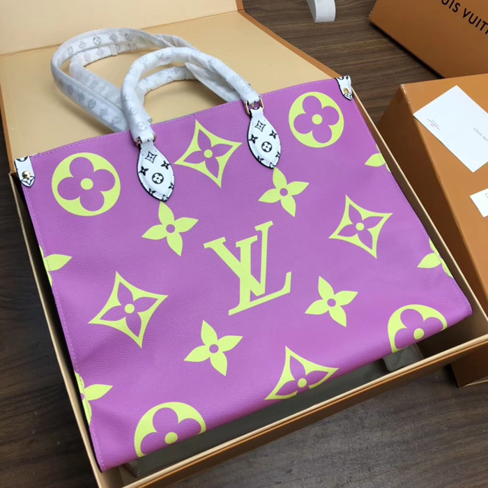 Сумка Louis Vuitton Onthego M44570 Monogram Coated Canvas Pink Lilac Orange "Green" фото № 3