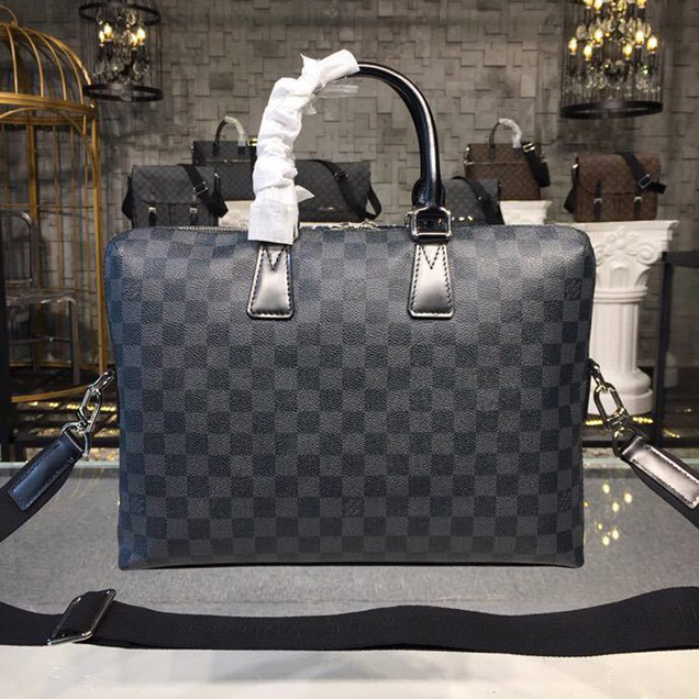 Портфель Louis Vuitton Porte-Documents Jour PM Bag 38cm Damier Graphite Canvas Fall Winter 2018 Collection N42242 Black "Graphite" фото № 2