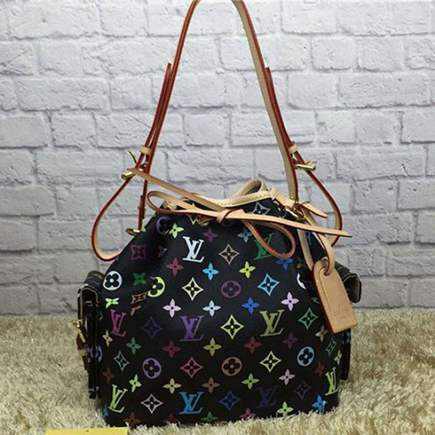 Сумка Louis Vuitton M42230 Petit Noe Shoulder Bag Monogram Multicolore Canvas "Black" фото № 2