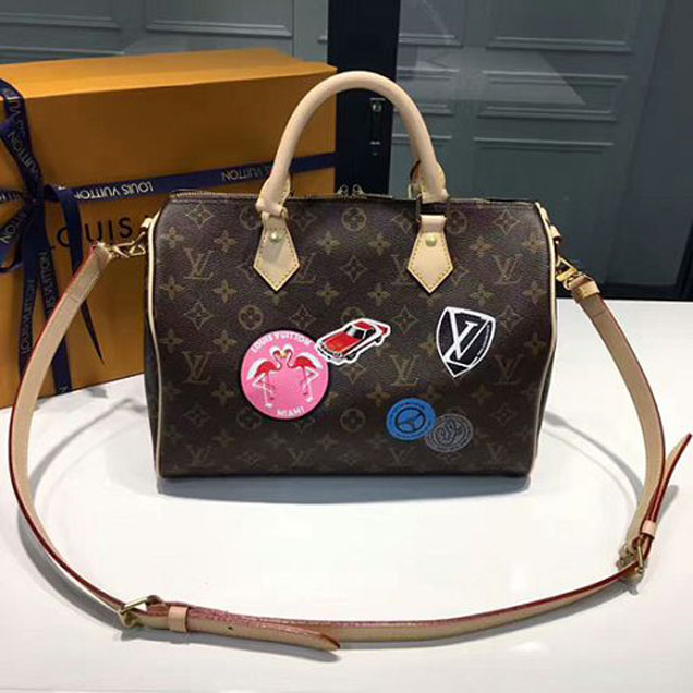 Сумка Louis Vuitton M43231 Speedy Bandouliere 30 World Tour Tote Bag Monogram Canvas "Brown" фото № 2