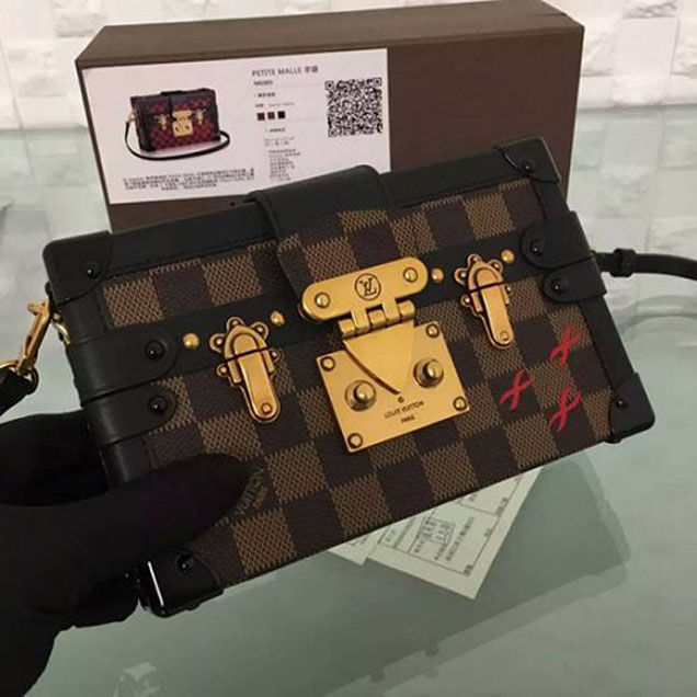 Сумка Louis Vuitton N41003 Petite Malle Crossbody Bag Damier Ebene Canvas "Brown" фото № 3