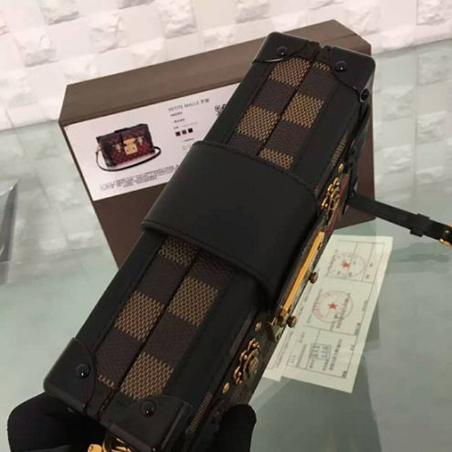 Сумка Louis Vuitton N41003 Petite Malle Crossbody Bag Damier Ebene Canvas "Brown" фото № 6