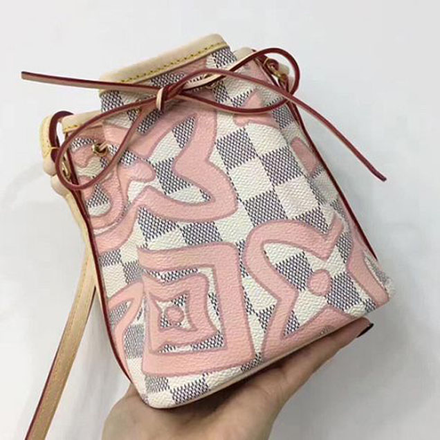 Сумка Louis Vuitton N60052 Nano Noe Shoulder Bag Damier Azur Canvas "White" фото № 5