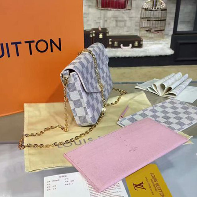 Клатч Louis Vuitton N63106 Pochette Felicie Crossbody Bag Damier Azur Canvas "White" фото № 3