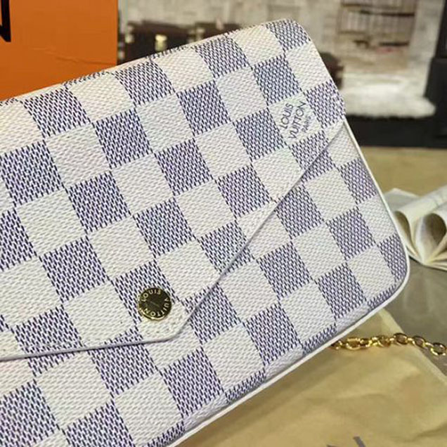 Клатч Louis Vuitton N63106 Pochette Felicie Crossbody Bag Damier Azur Canvas "White" фото № 6