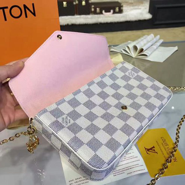 Клатч Louis Vuitton N63106 Pochette Felicie Crossbody Bag Damier Azur Canvas "White" фото № 8