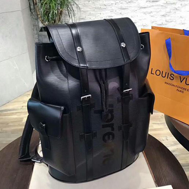 Рюкзак Louis Vuitton x Supreme Christopher Backpack PM M53413 Epi Leather "Black" фото № 3