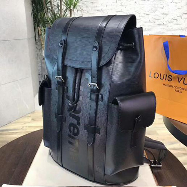 Рюкзак Louis Vuitton x Supreme Christopher Backpack PM M53413 Epi Leather "Black" фото № 4