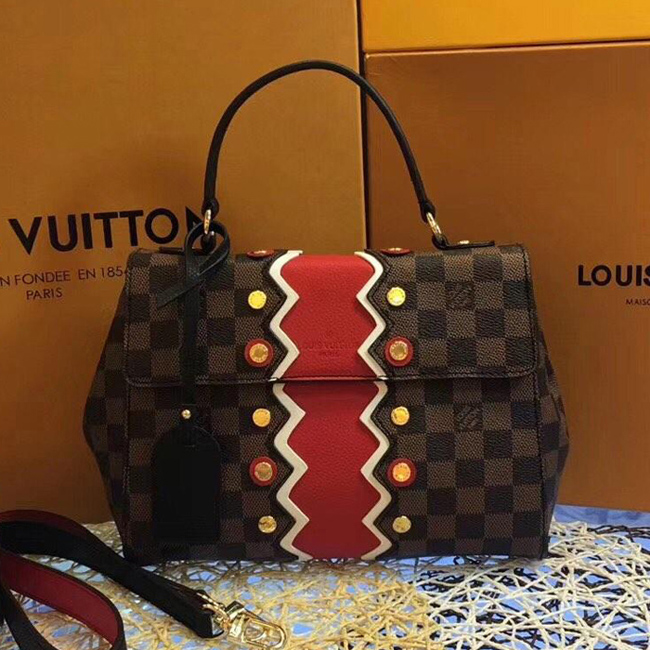 Сумка Louis Vuitton N40045 Bond Street BB Damier Ebene Canvas Rubis Red "Brown" фото № 3