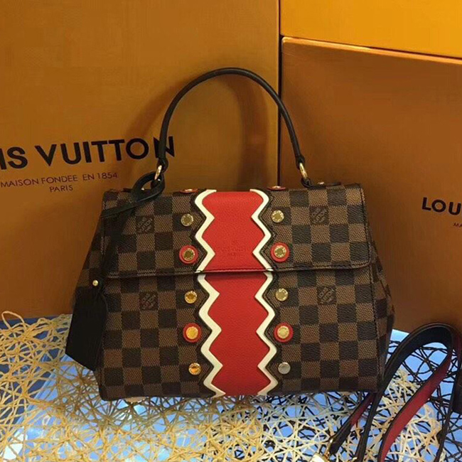 Сумка Louis Vuitton N40045 Bond Street BB Damier Ebene Canvas Rubis Red "Brown" фото № 2