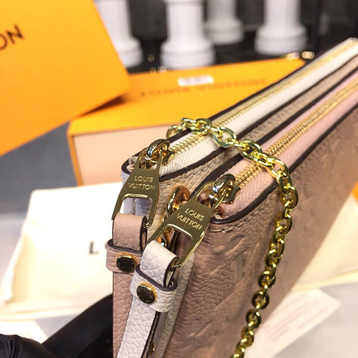 Сумка Louis Vuitton Pochette Double Zip M63919 Monogram Empreinte Leather Dore "Beige" фото № 7