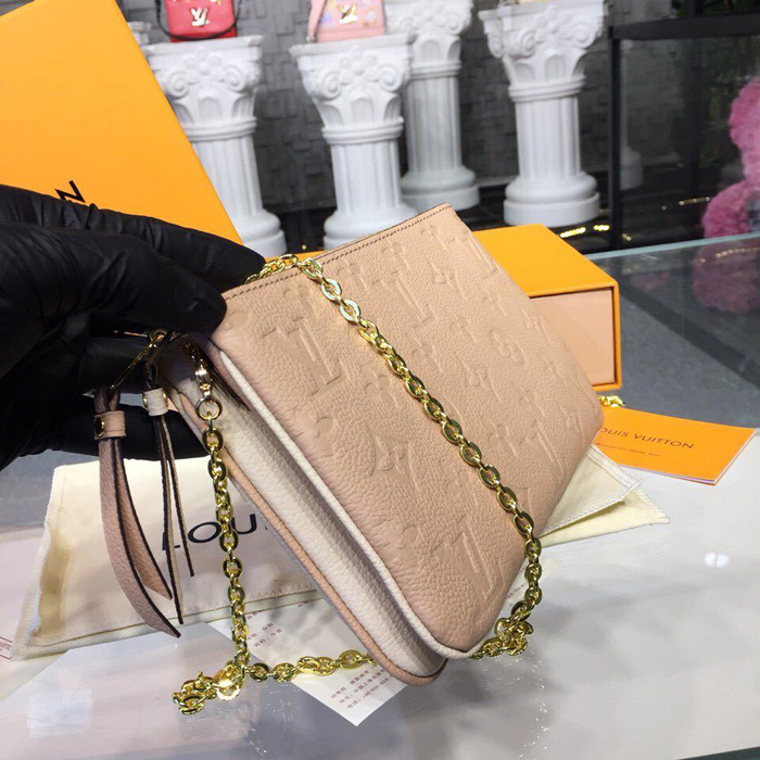 Сумка Louis Vuitton Pochette Double Zip M63919 Monogram Empreinte Leather Dore "Beige" фото № 3
