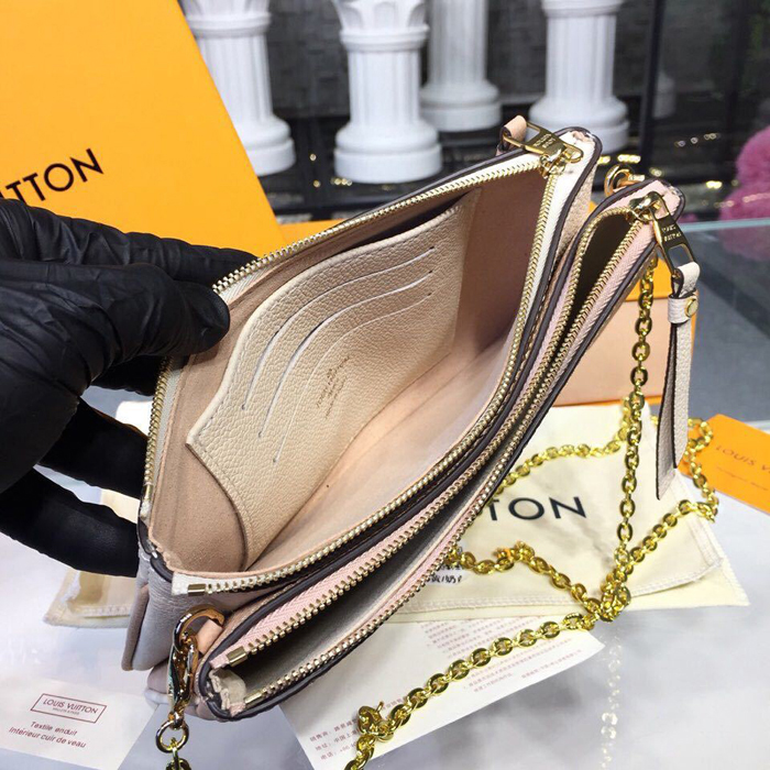 Сумка Louis Vuitton Pochette Double Zip M63919 Monogram Empreinte Leather Dore "Beige" фото № 8