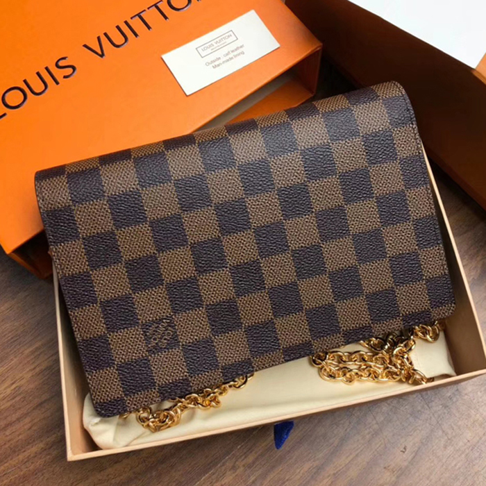 Сумка Louis Vuitton Vavin Chain Wallet N60221 Damier Ebene Canvas Black "Brown" фото № 3
