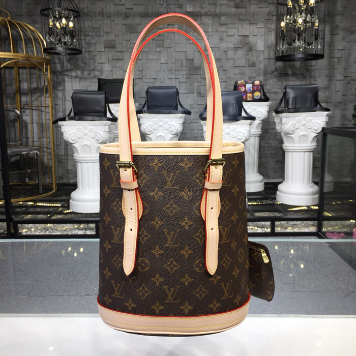 Сумка Louis Vuitton Petit Bucket M42238 Monogram Canvas "Brown" фото № 4