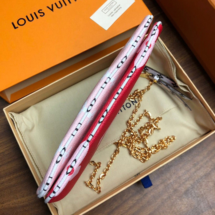 Клатч Louis Vuitton Pochette Double Zip M67561 Monogram Coated Canvas Pink "Red" фото № 8