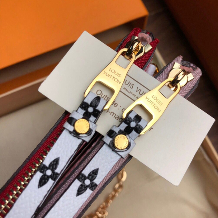 Клатч Louis Vuitton Pochette Double Zip M67561 Monogram Coated Canvas Pink "Red" фото № 5