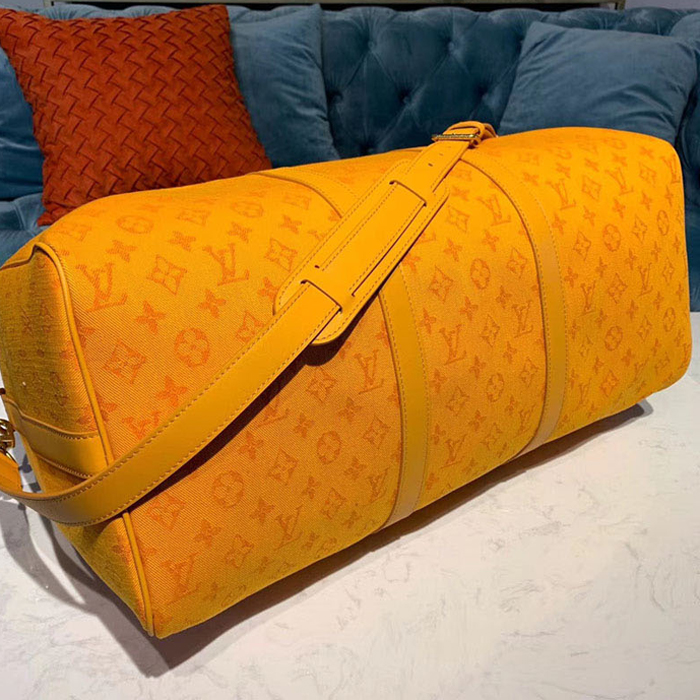 Сумка Louis Vuitton Keepall Bandouliere 50 M44644 Monogram Denim Ochre Yellow "Orange" фото № 5