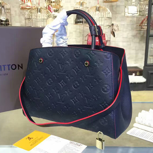 Сумка Louis Vuitton M42746 Montaigne MM Tote Bag Monogram Empreinte Leather "Navy Blue" фото № 4