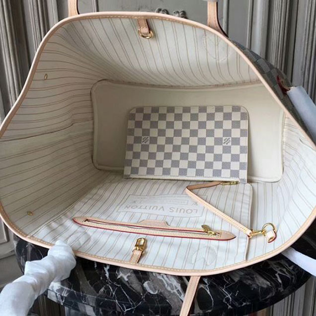 Сумка Louis Vuitton N41360 Neverfull GM Shoulder Bag Damier Azur Canvas "White" фото № 8