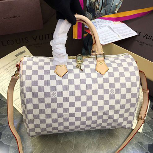 Сумка Louis Vuitton N41372 Speedy Bandouliere 35 Tote Bag Damier Azur Canvas "White" фото № 2