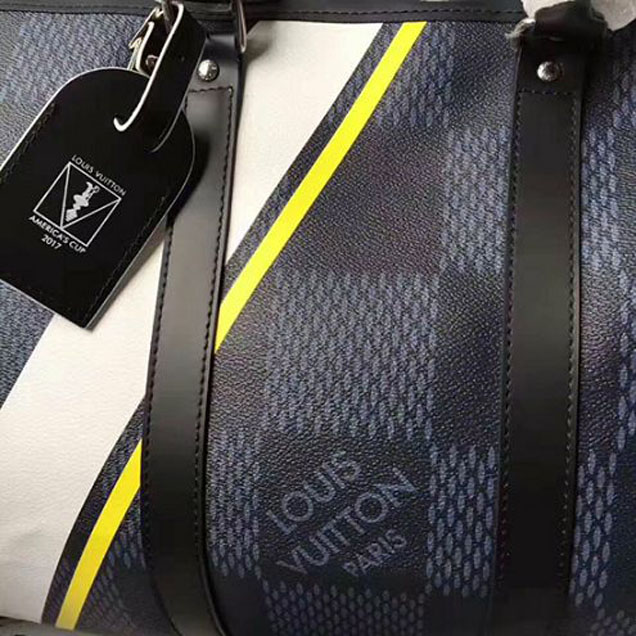 Сумка Louis Vuitton N44009 Keepall 55 Bandouliere Duffel Bag Damier Cobalt Canvas "Navy Blue" фото № 4