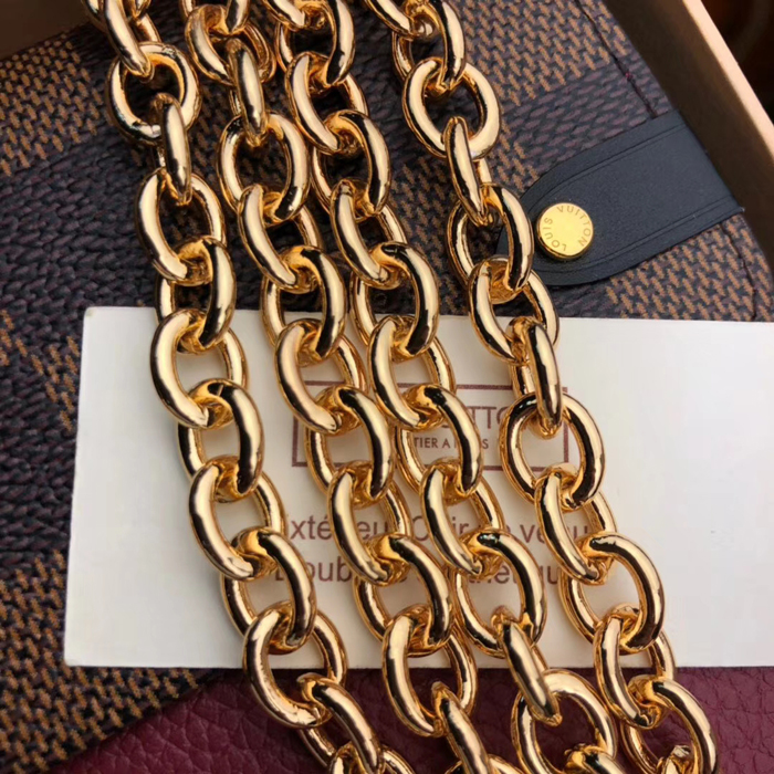 Сумка Louis Vuitton Vavin Chain Wallet N60222 Damier Ebene Canvas Bordeaux Red "Brown" фото № 7