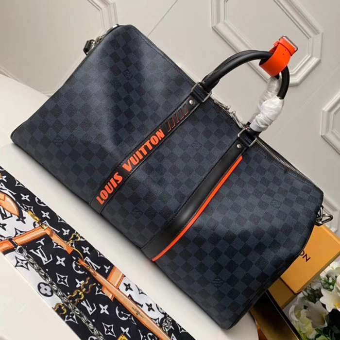 Сумка Louis Vuitton Keepall Bandouliere 45 N40166 Damier Cobalt Canvas "Navy Blue" фото № 3