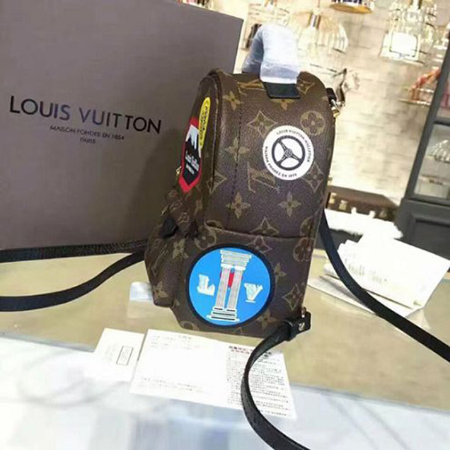 Рюкзак Louis Vuitton M42971 Palm Springs Backpack Mini World Tour Monogram Canvas "Brown" фото № 5