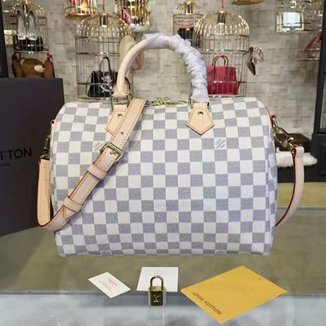 Сумка Louis Vuitton N41373 Speedy Bandouliere 30 Tote Bag Damier Azur Canvas "White" фото № 2