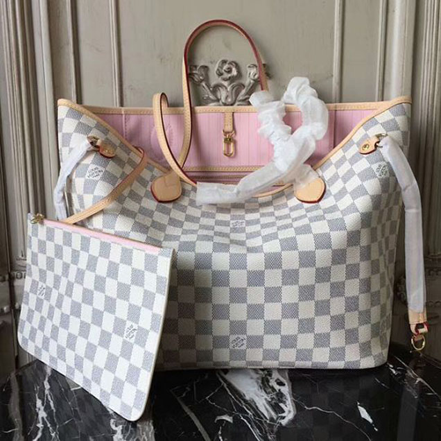 Сумка Louis Vuitton N41605 Neverfull MM Shoulder Bag Damier Azur Canvas "White" фото № 2