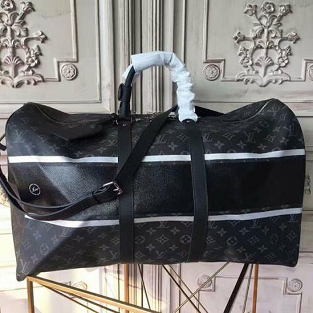 Сумка Louis Vuitton M43414 Keepall 55 Bandouliere Duffel Bag Monogram Eclipse Canvas "Black" фото № 2
